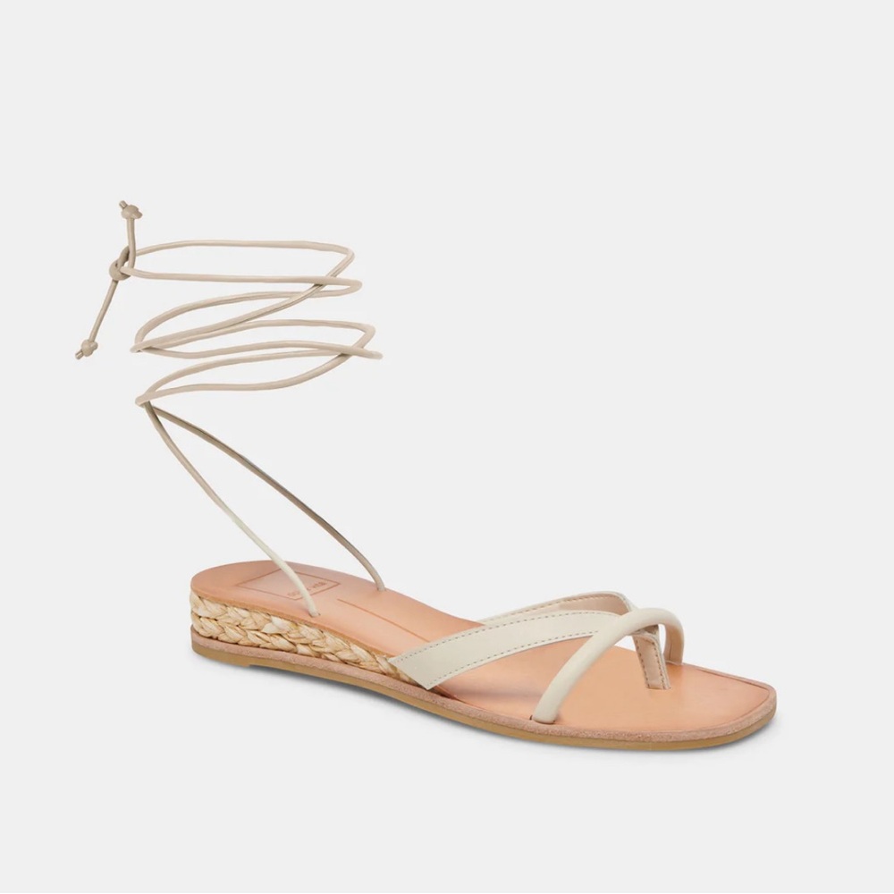 Dolce Vita Beige Lace-Up Thong Sandals